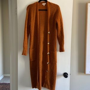 Orange long Cardigan. Size XS